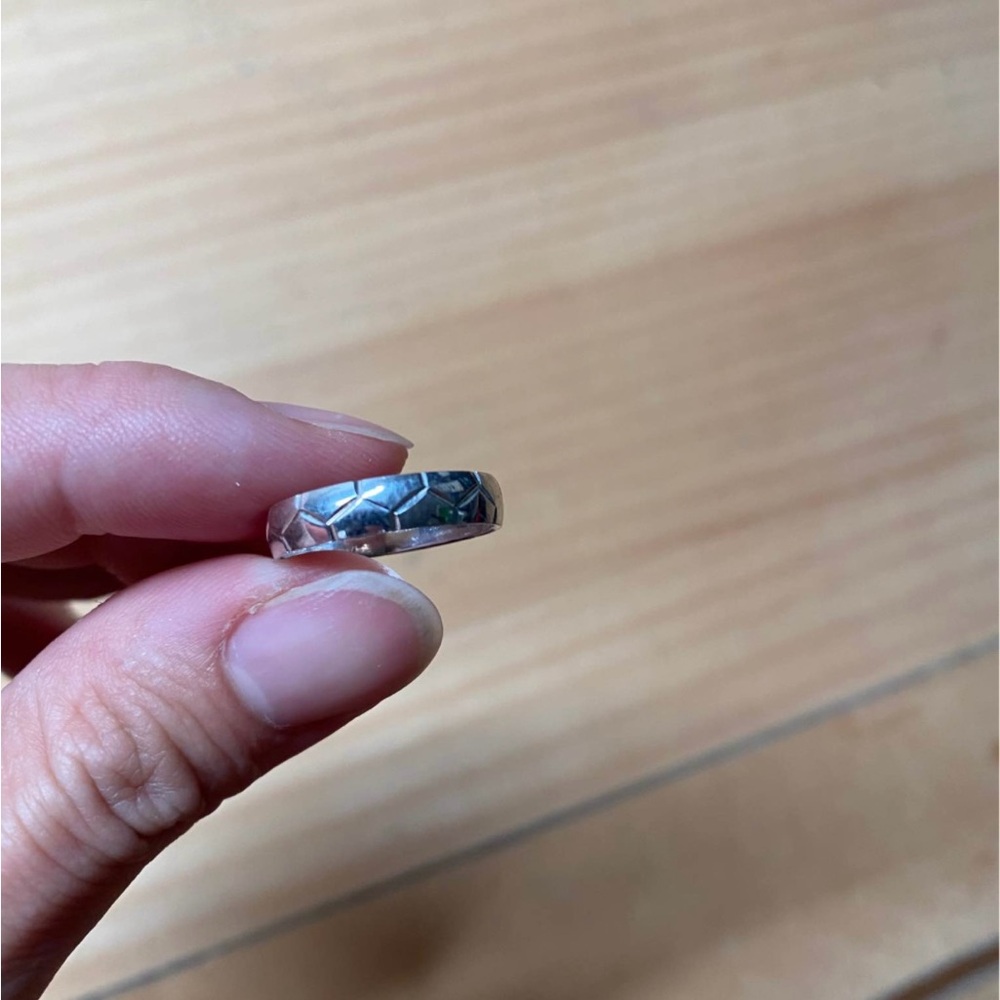 Silver Geometric Honeycomb Ring